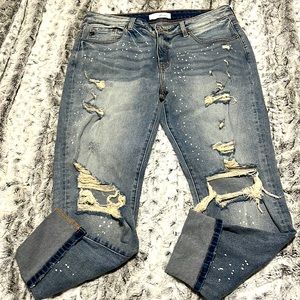 KanCan Pant Splatter Boyfriend Fit Jeans Size 13/30